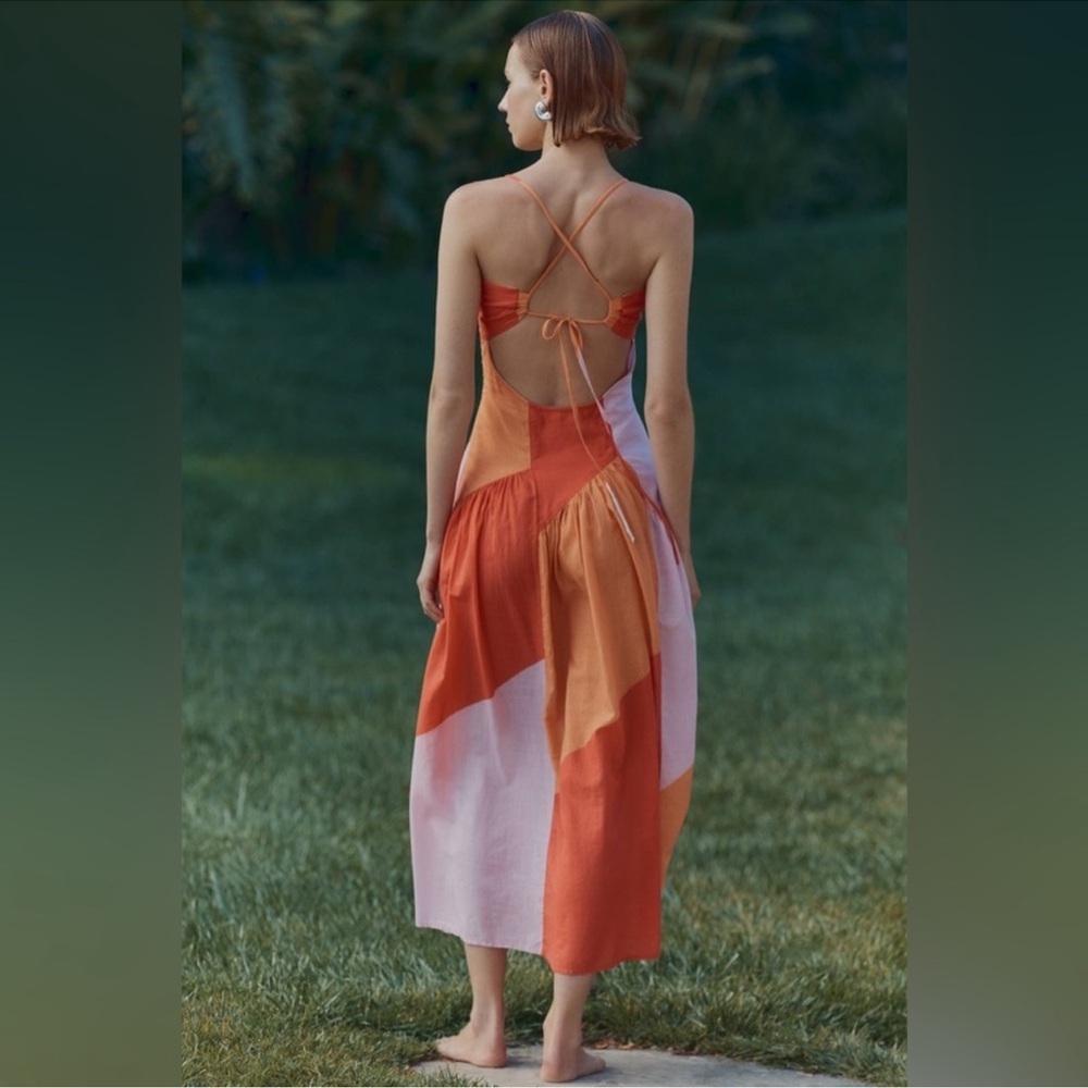 NWT! Anthropologie Celandine Sleeveless Drop-Waist Midi Dress 🦢 🪀 - Picture 2 of 4